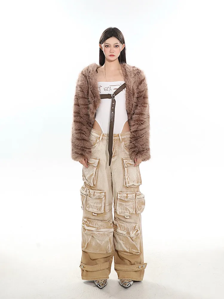 【23s December.】Washed Distressed Gradient Cargo Pants
