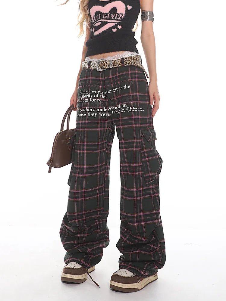 【24s Aug.】Retro Plaid Cargo Pants