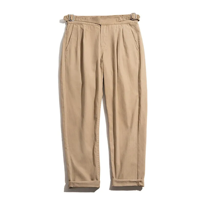 Aidase  Maden Elastic Casual Pants Men's Cargo Work Pant Vintage High Waist Classic Straight Trousers Autumn Winter Male New Bottoms