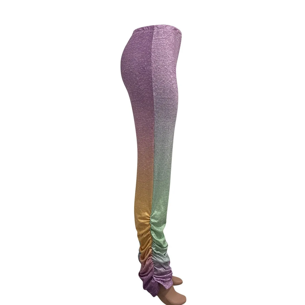 Autumn Women Casual Wide Leg Pants Colorful Striped Print High