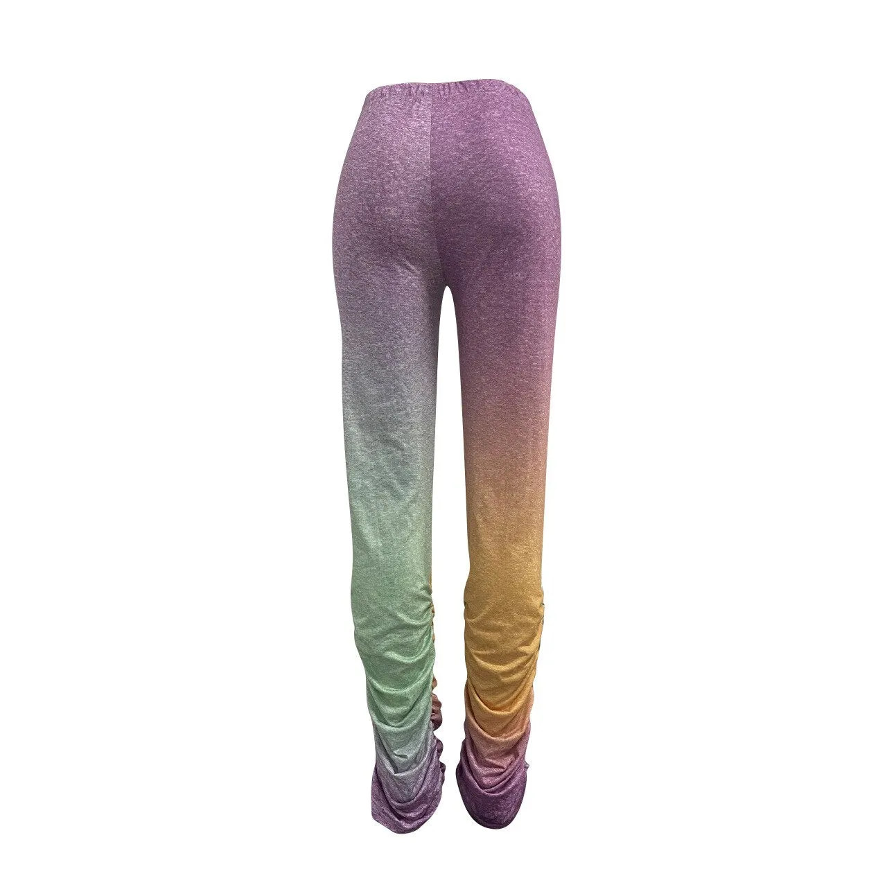 Autumn Women Casual Wide Leg Pants Colorful Striped Print High
