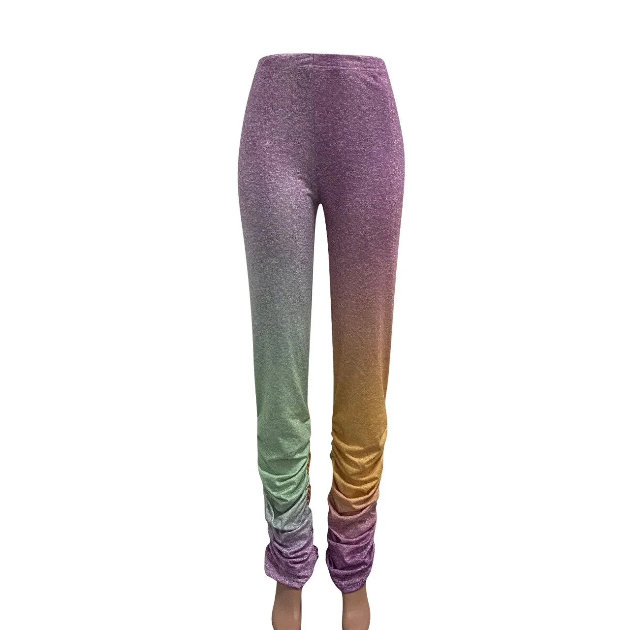 Autumn Women Casual Wide Leg Pants Colorful Striped Print High