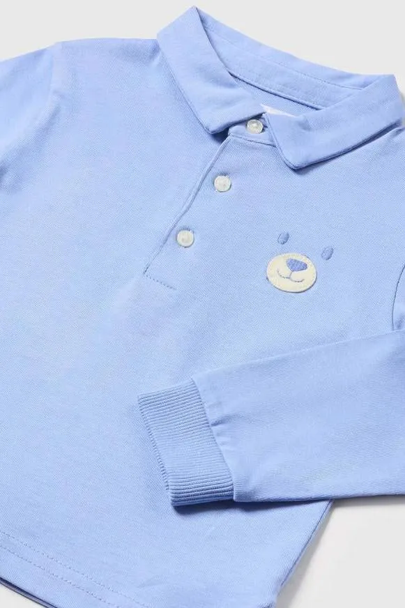 Blue Bear Applique Polo Shirt