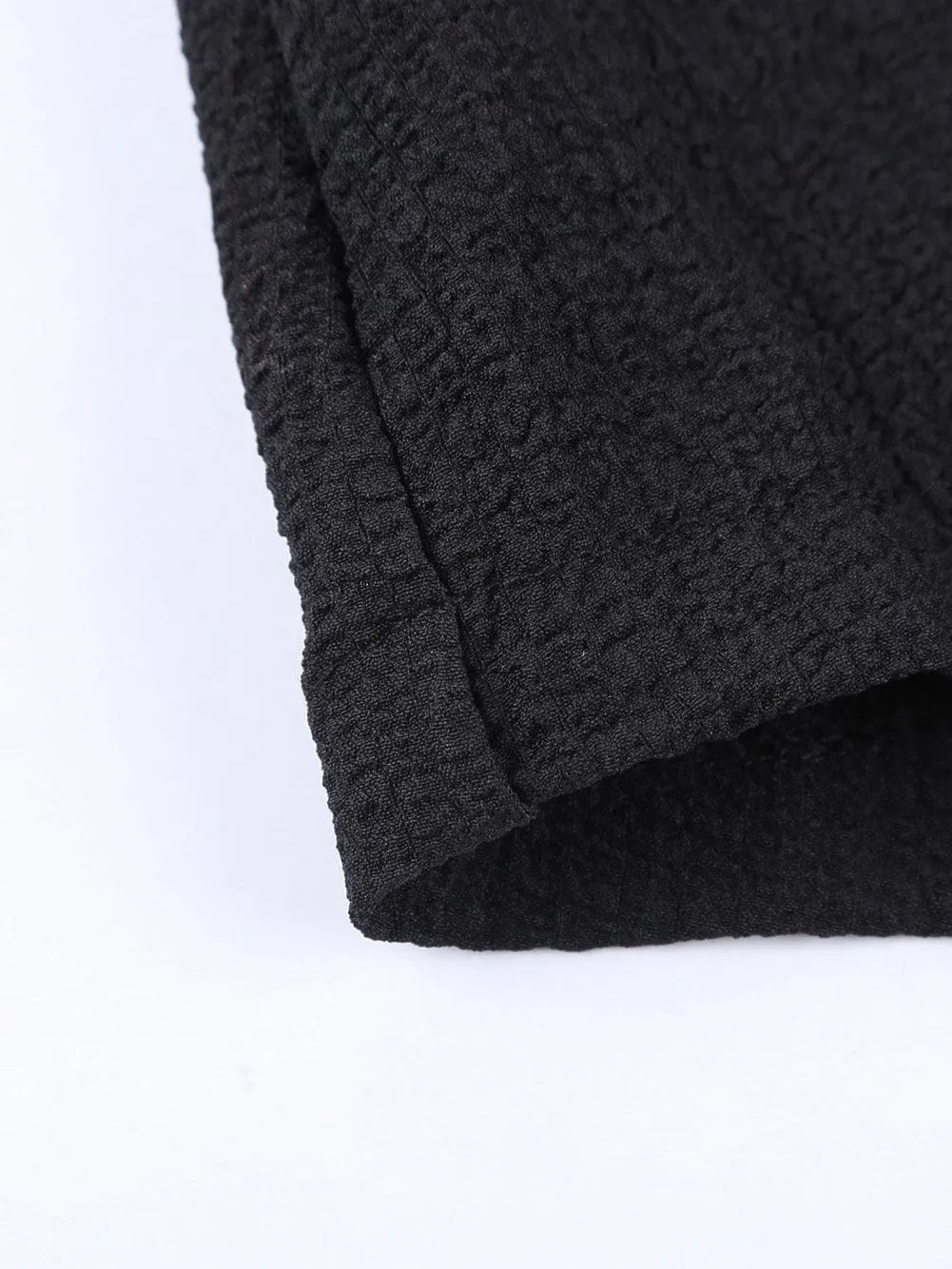 Button-Up Black Textured Sleeveless Top