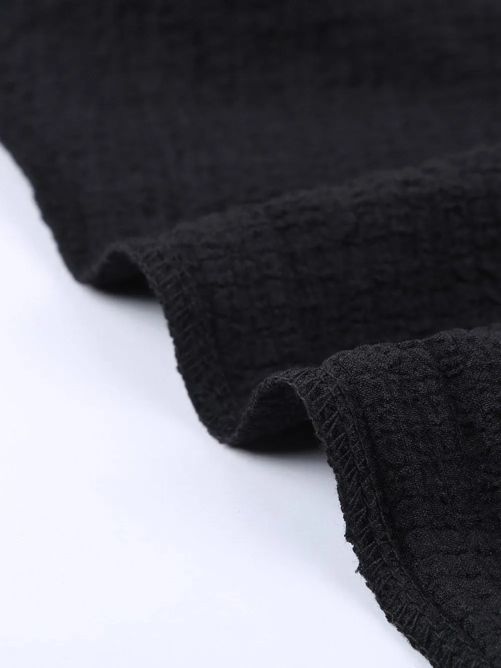 Button-Up Black Textured Sleeveless Top