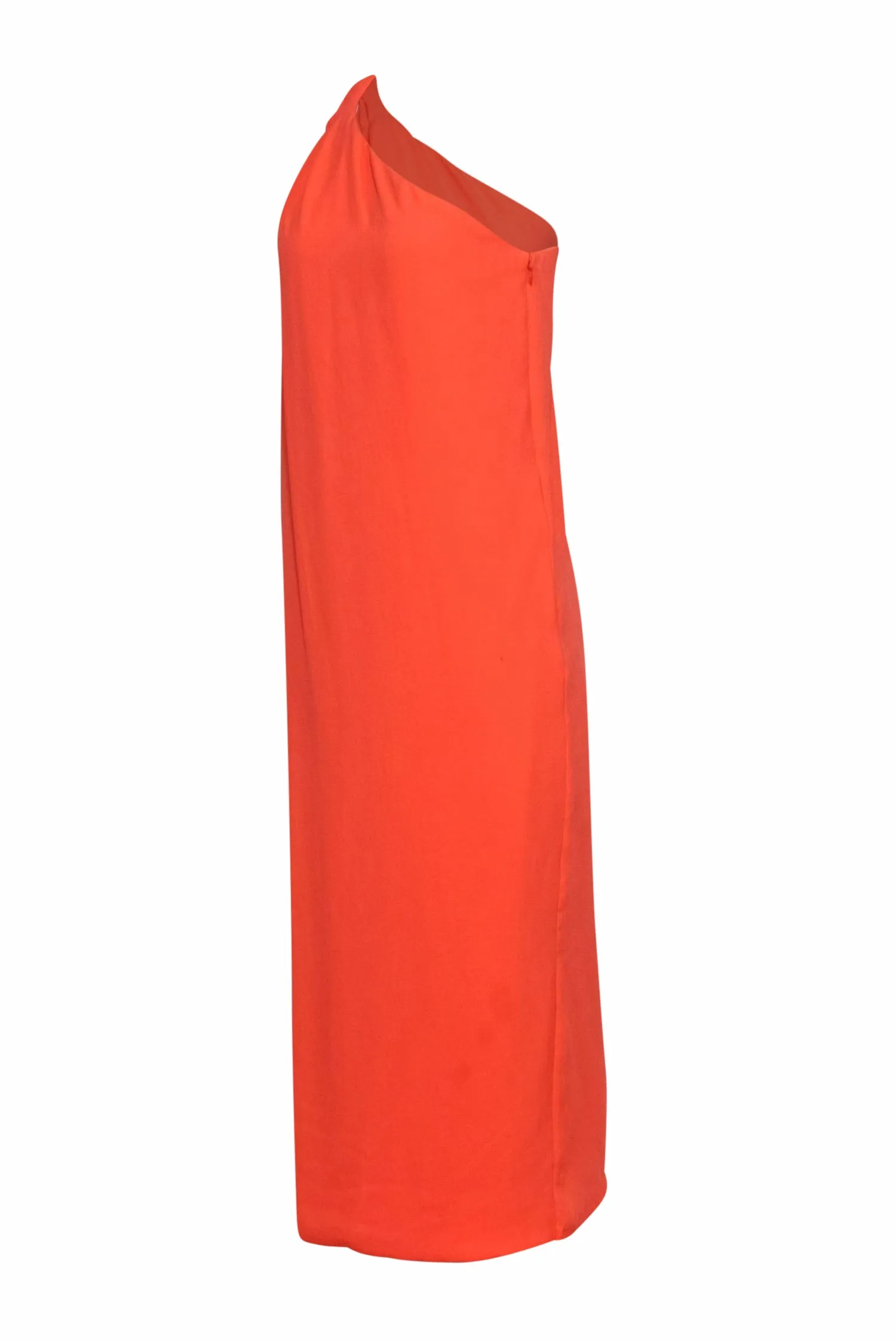 Diane von Furstenberg - Coral One-Shoulder Grecian Column Maxi Dress Sz 4