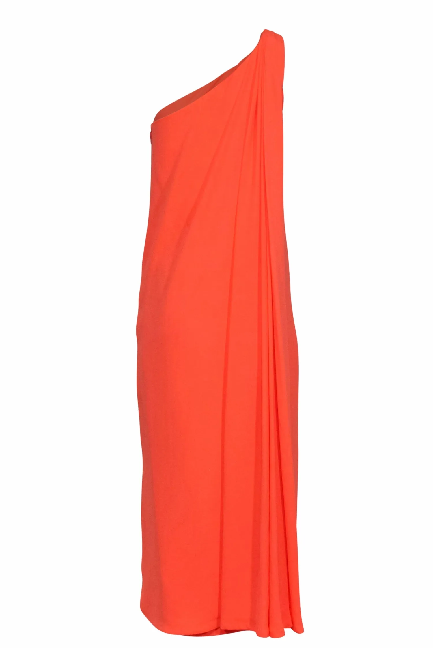 Diane von Furstenberg - Coral One-Shoulder Grecian Column Maxi Dress Sz 4