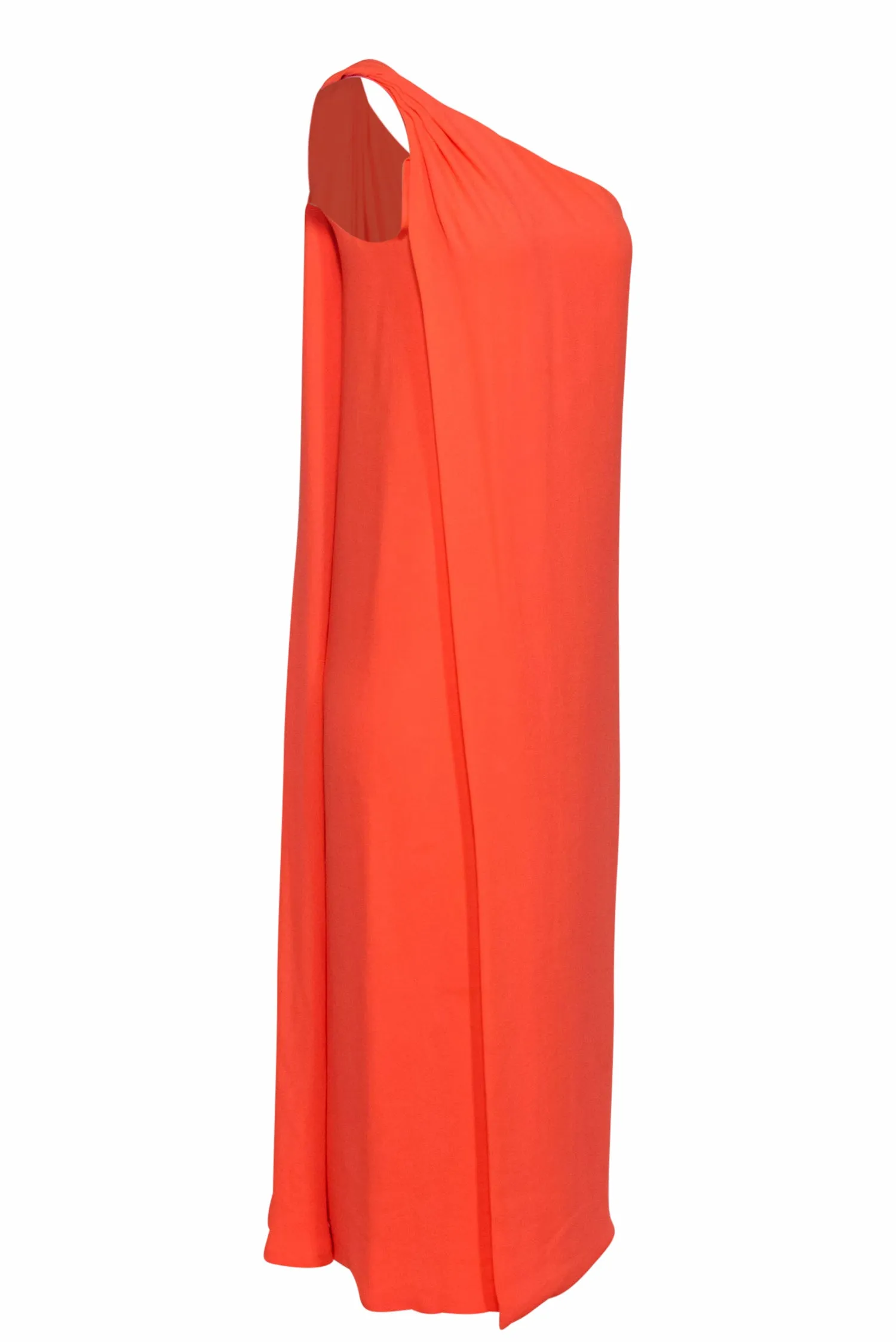 Diane von Furstenberg - Coral One-Shoulder Grecian Column Maxi Dress Sz 4