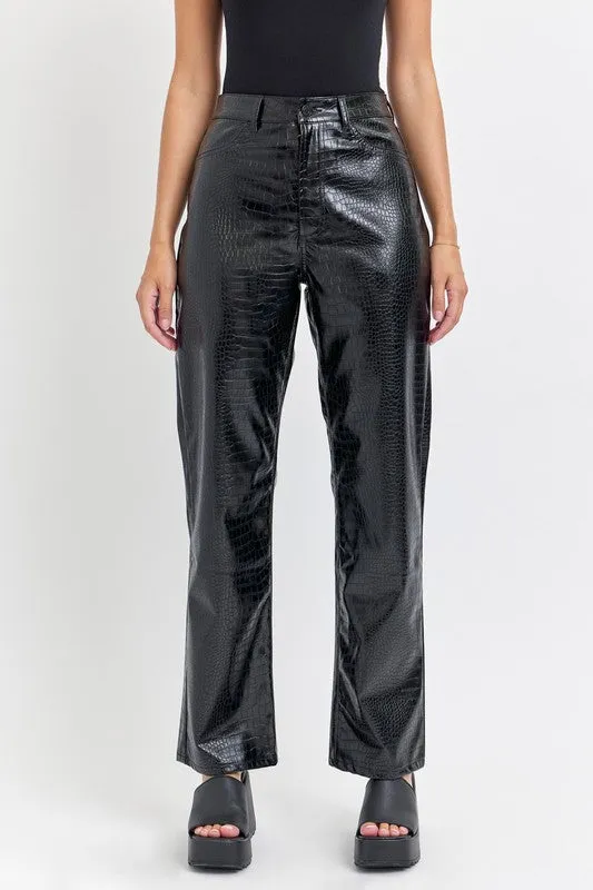 Halle Black Pleather Pants