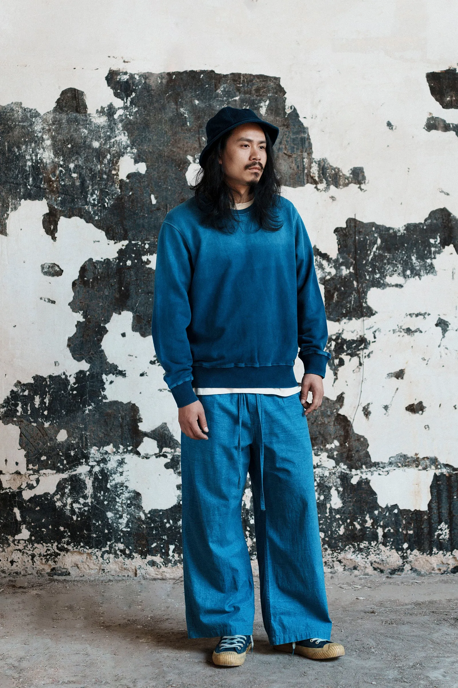 Indigo Plant Dyed Sweater Heavy Gradient Pullover Sweater