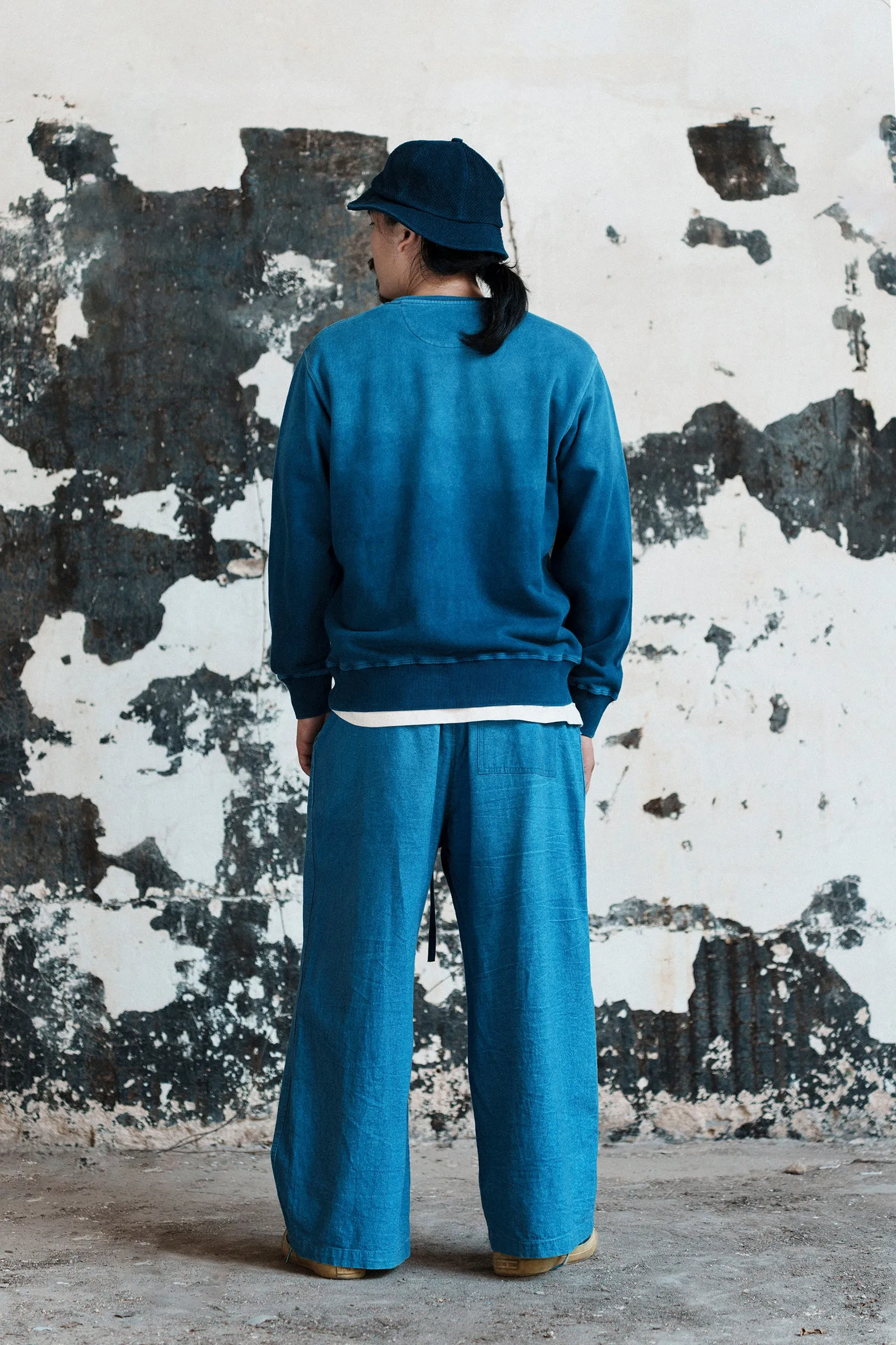 Indigo Plant Dyed Sweater Heavy Gradient Pullover Sweater