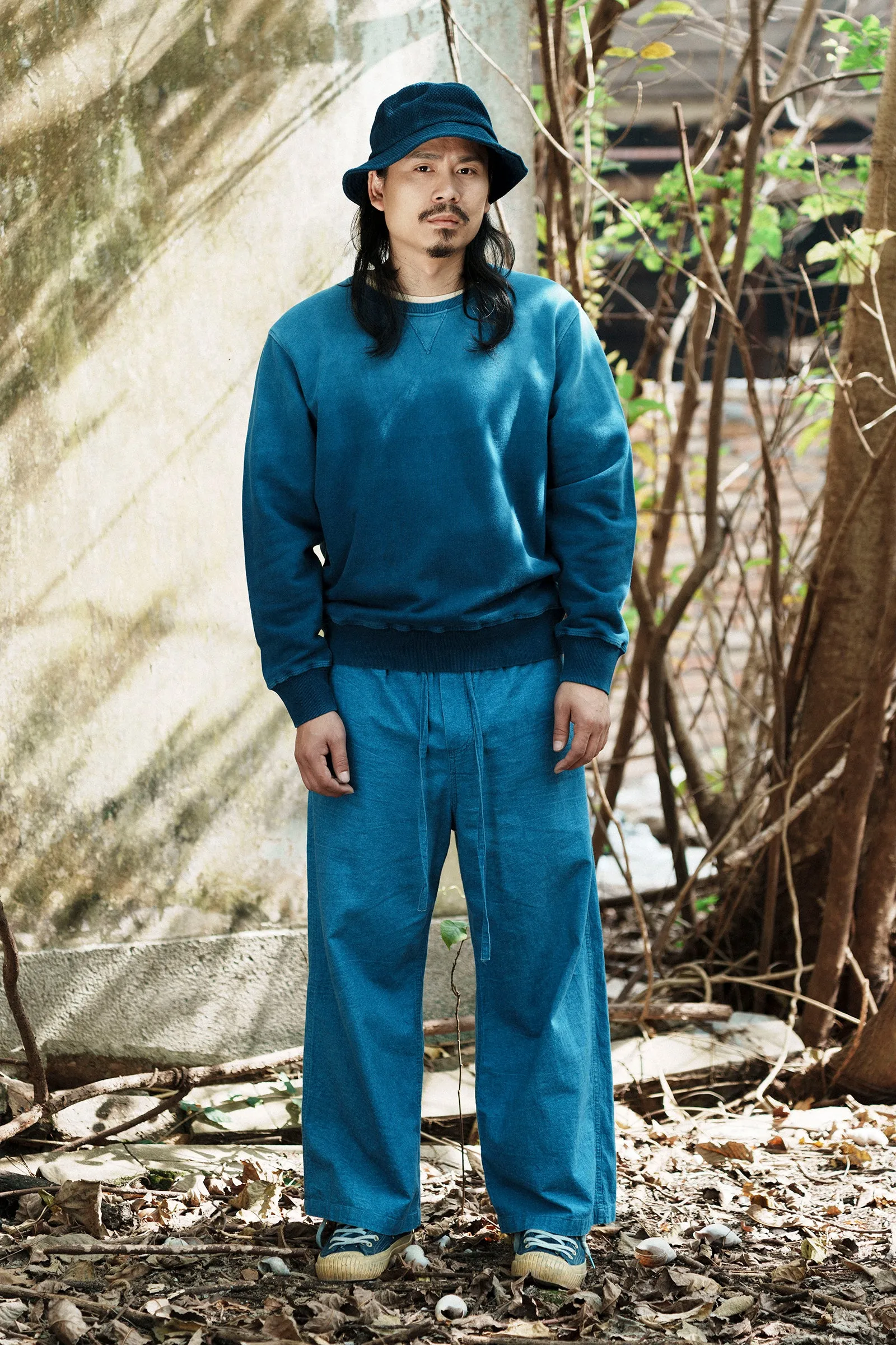 Indigo Plant Dyed Sweater Heavy Gradient Pullover Sweater