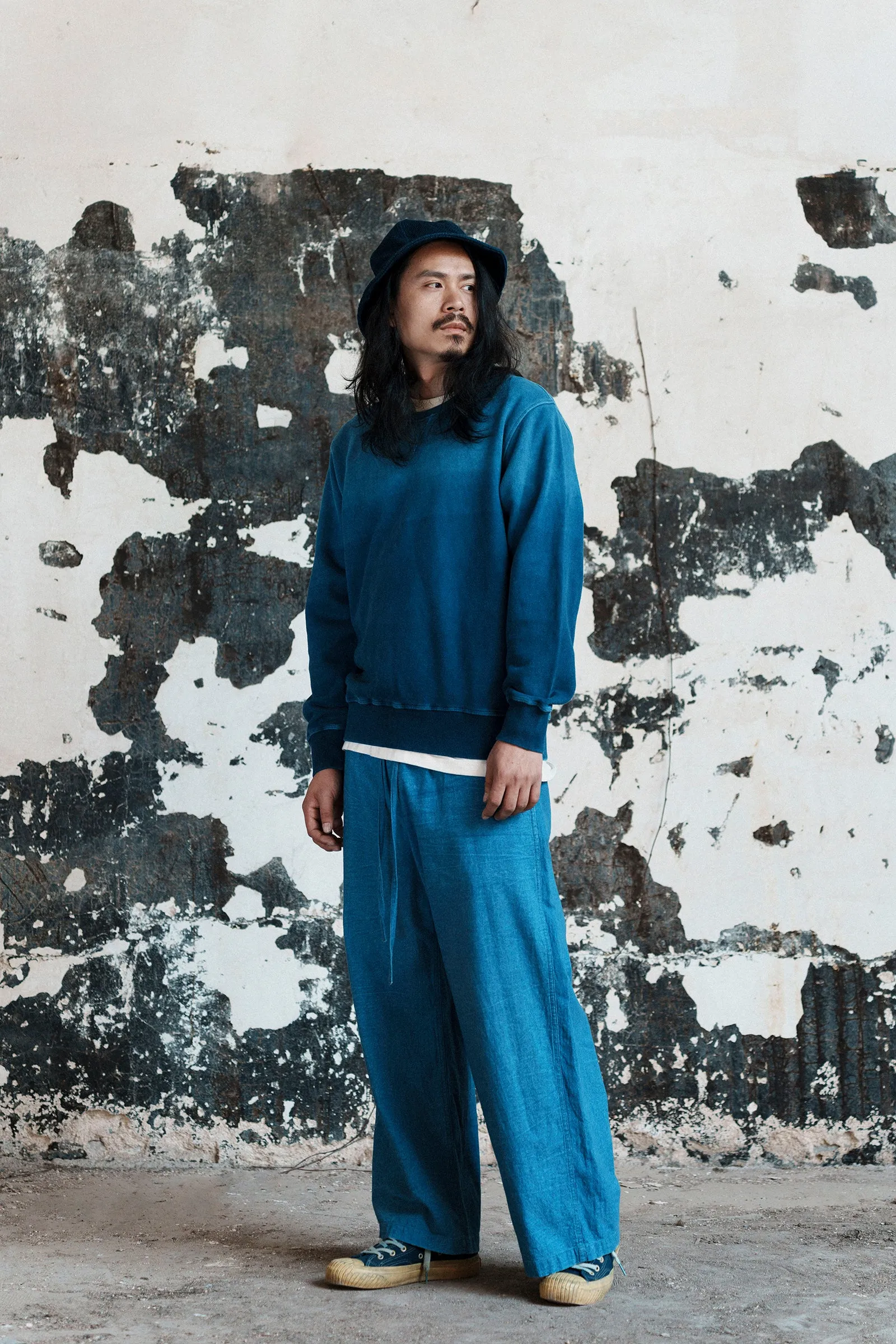 Indigo Plant Dyed Sweater Heavy Gradient Pullover Sweater