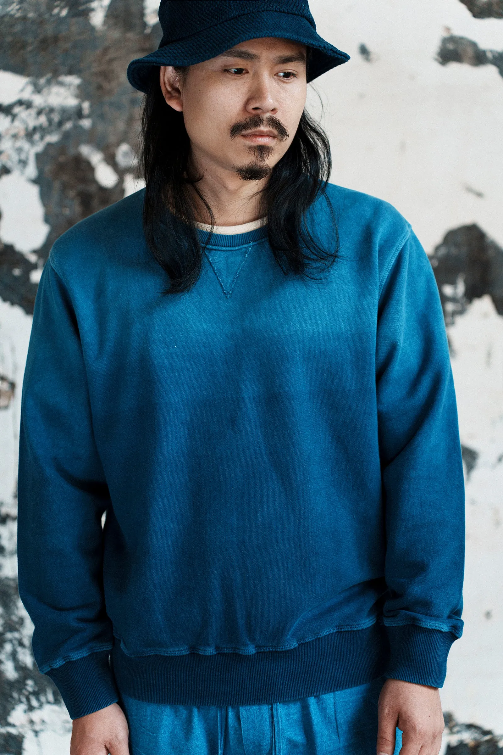 Indigo Plant Dyed Sweater Heavy Gradient Pullover Sweater