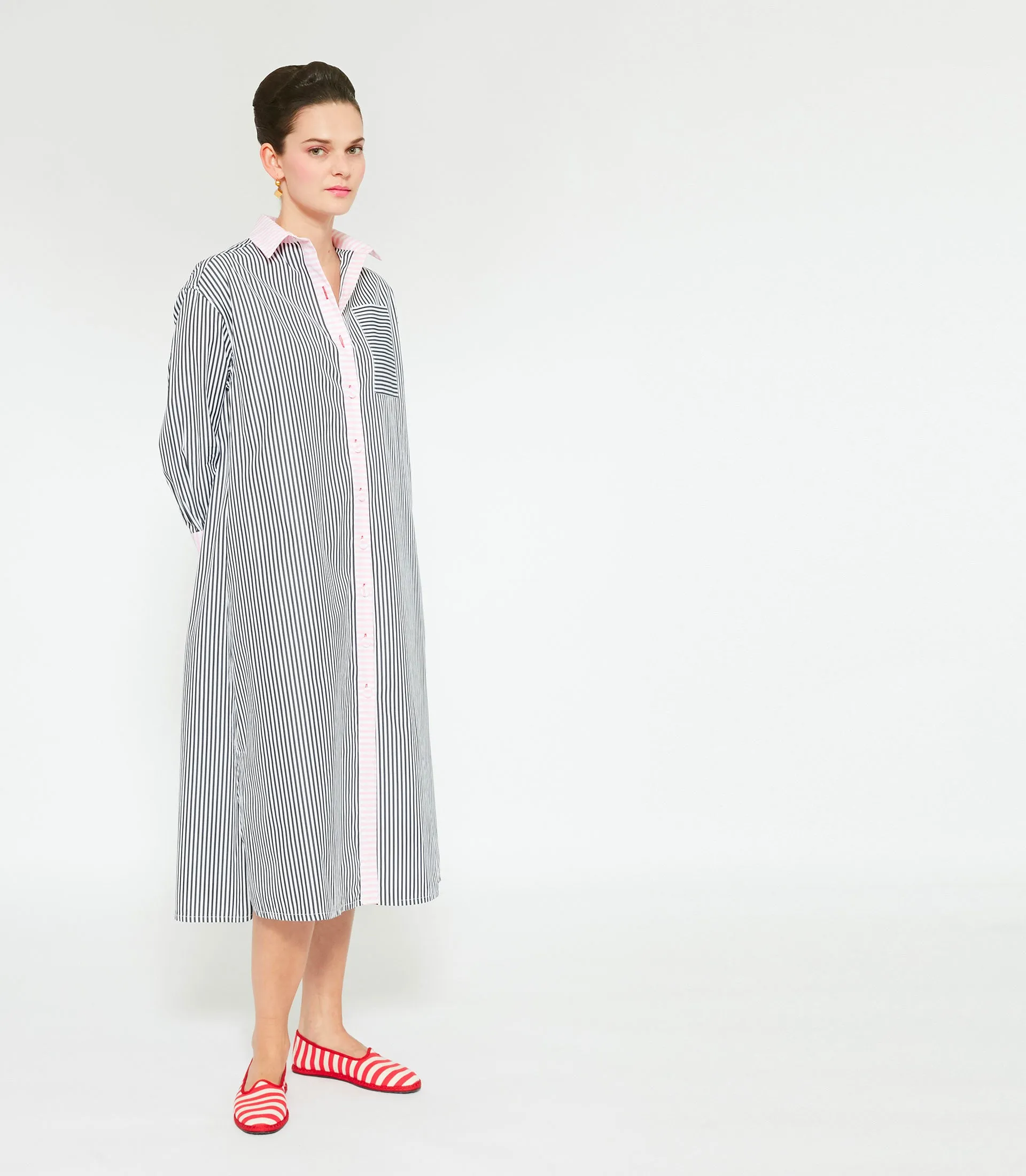 JAY COTTON DRESS - David Stripe Black White