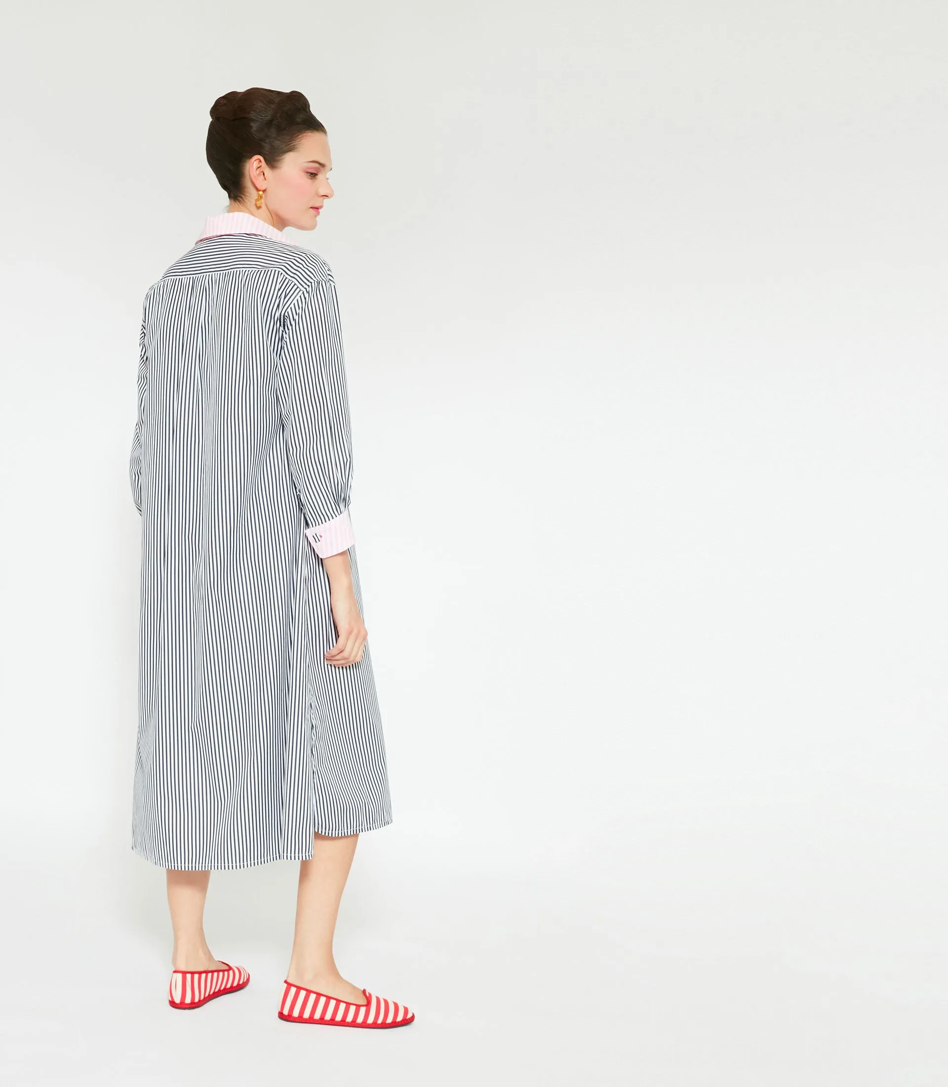 JAY COTTON DRESS - David Stripe Black White