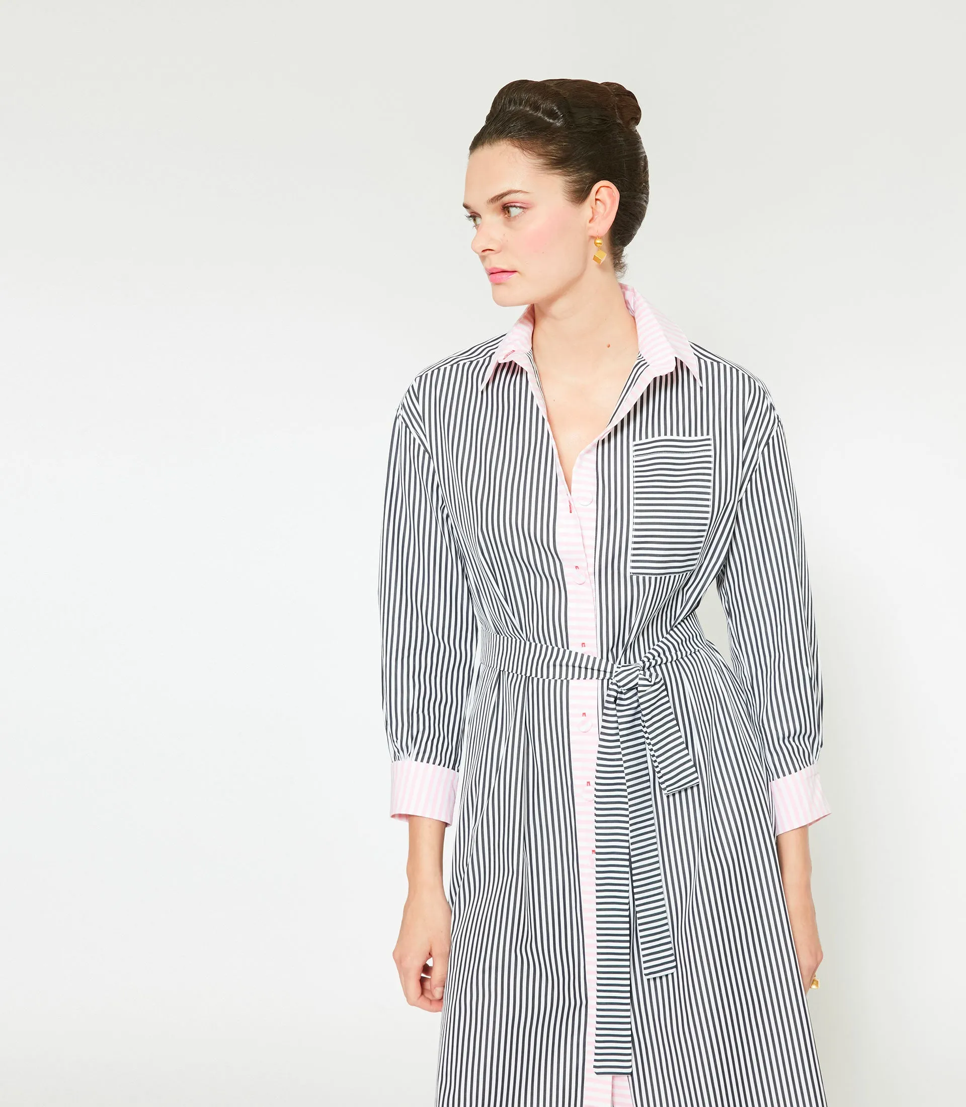 JAY COTTON DRESS - David Stripe Black White