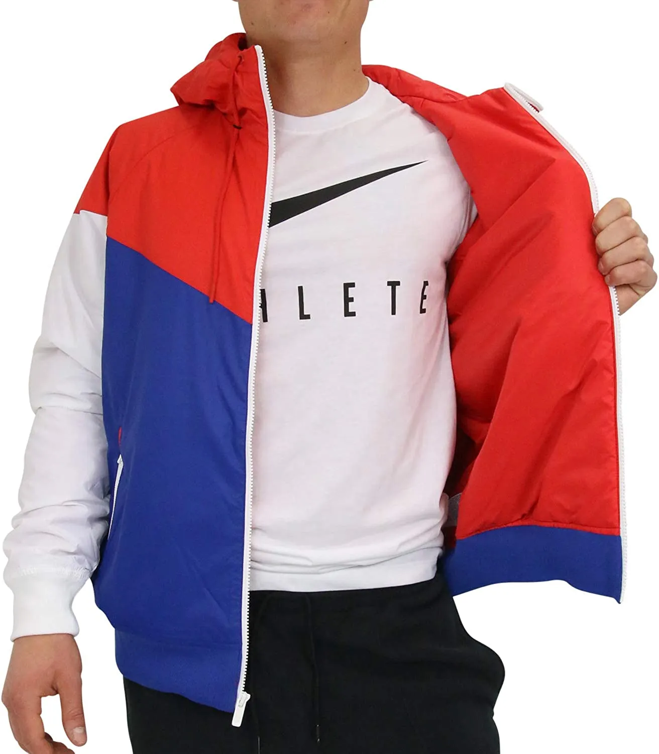 Nike Men's Insulated Windrunner Jacket (Medium, University Red/Indigo Force/White)