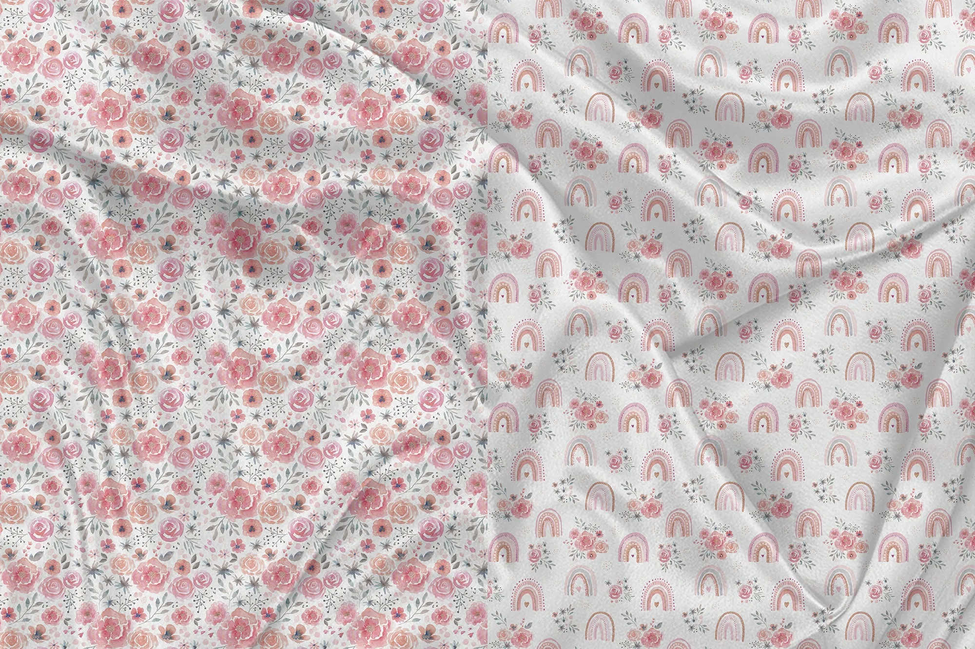 Panneau pour Vêtement et Couverture Arc-en-ciel floral
