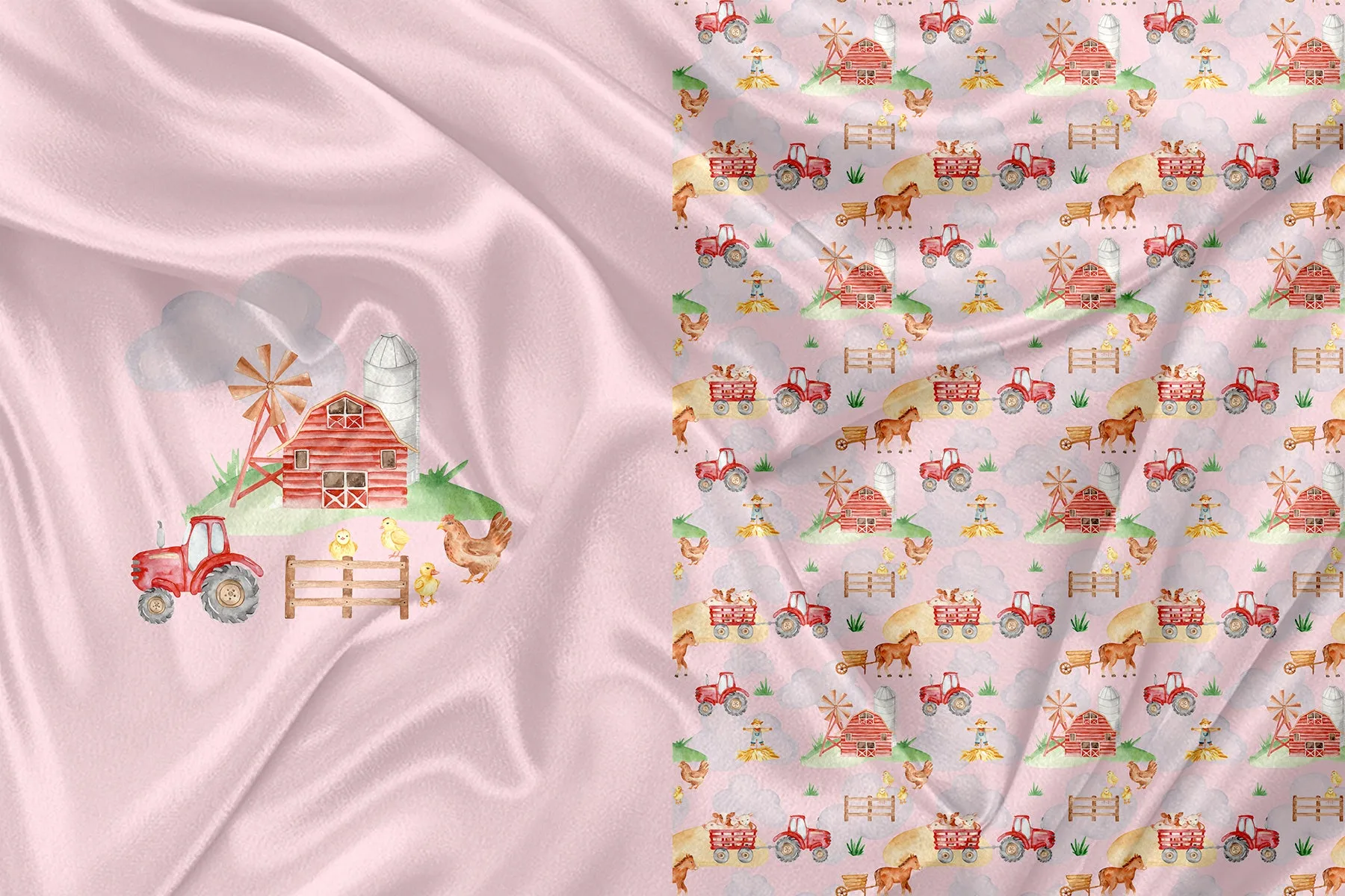Panneau pour Vêtement et Couverture À la Ferme Rose