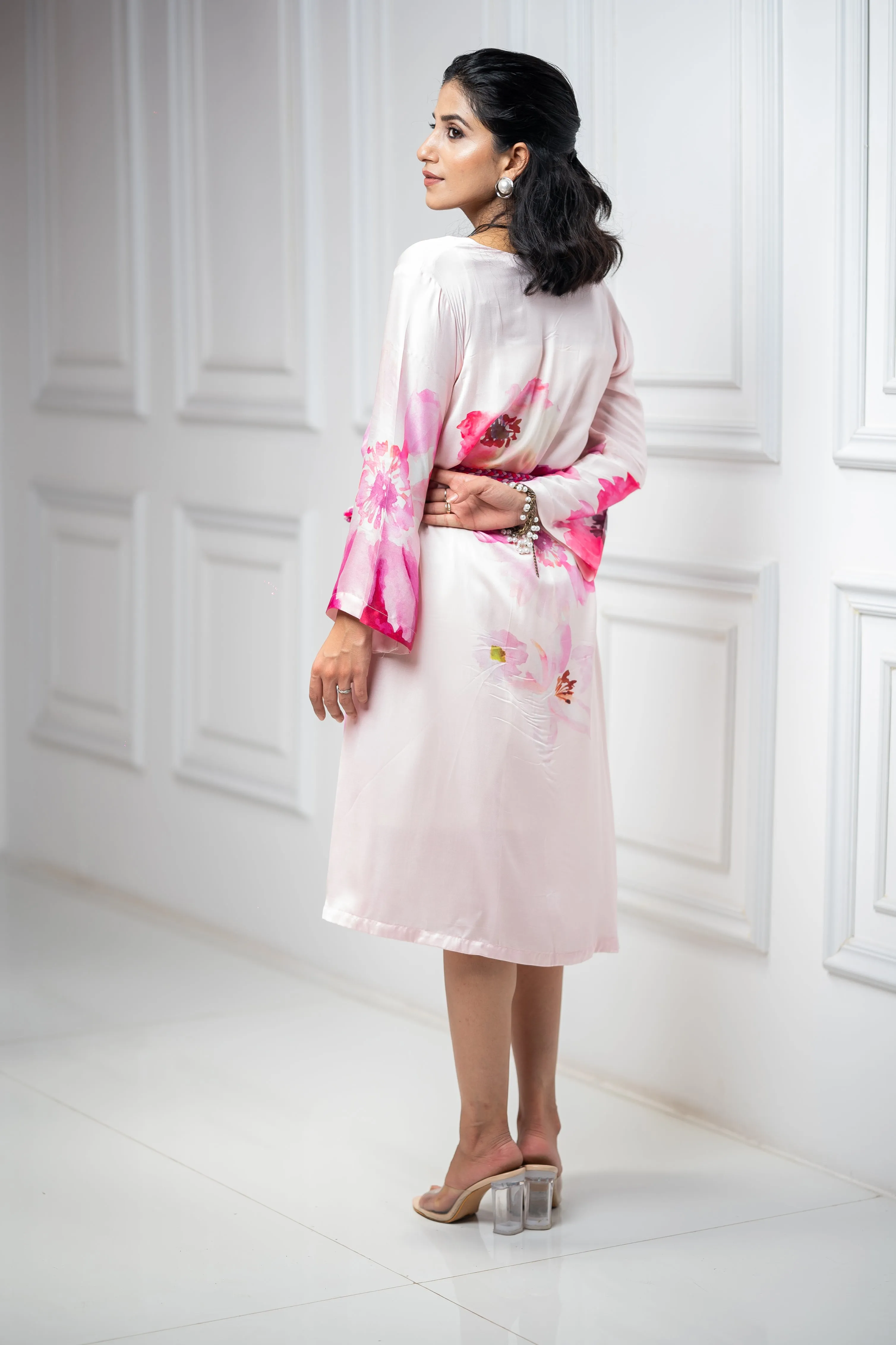 Pink Floral Printed Dress