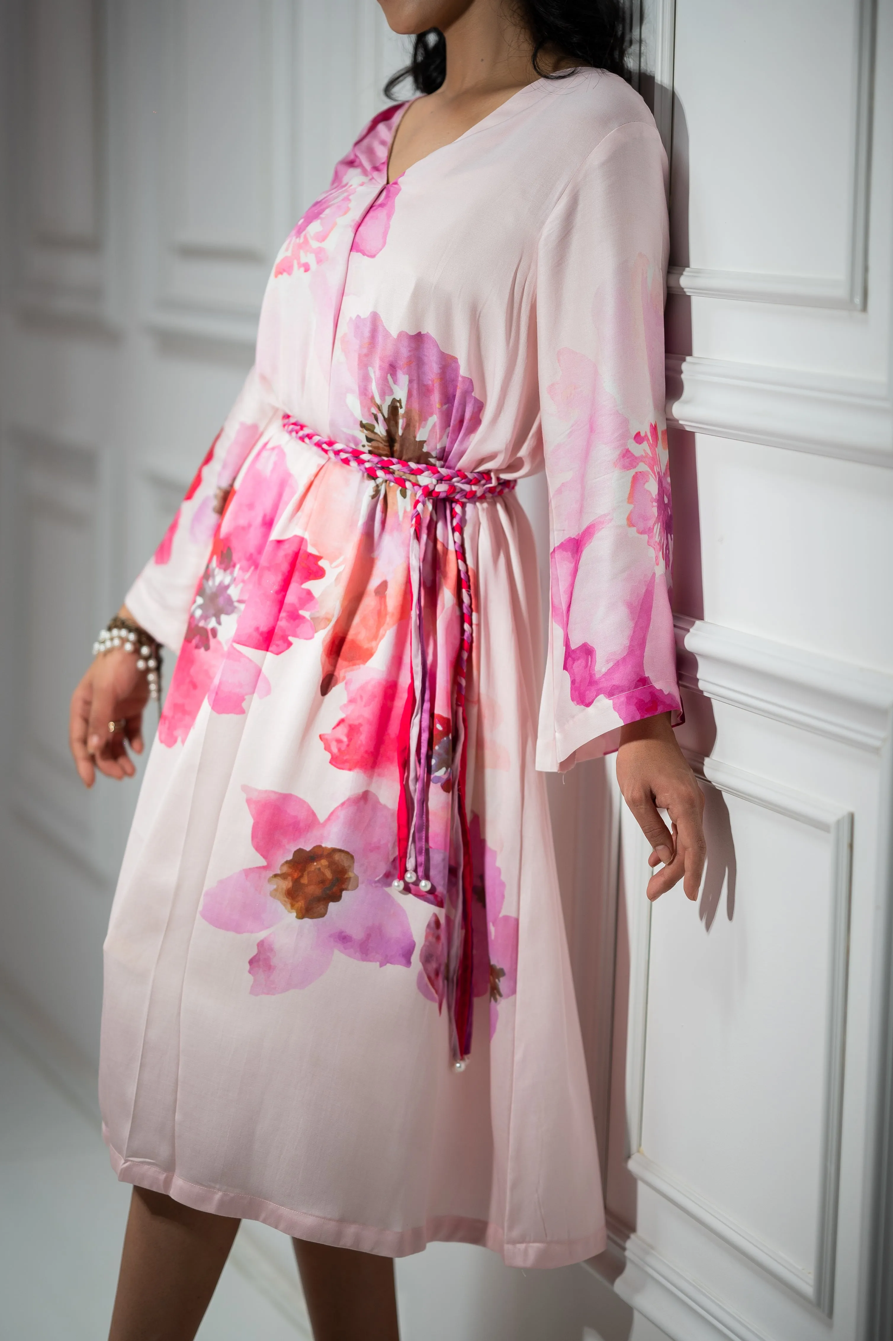 Pink Floral Printed Dress
