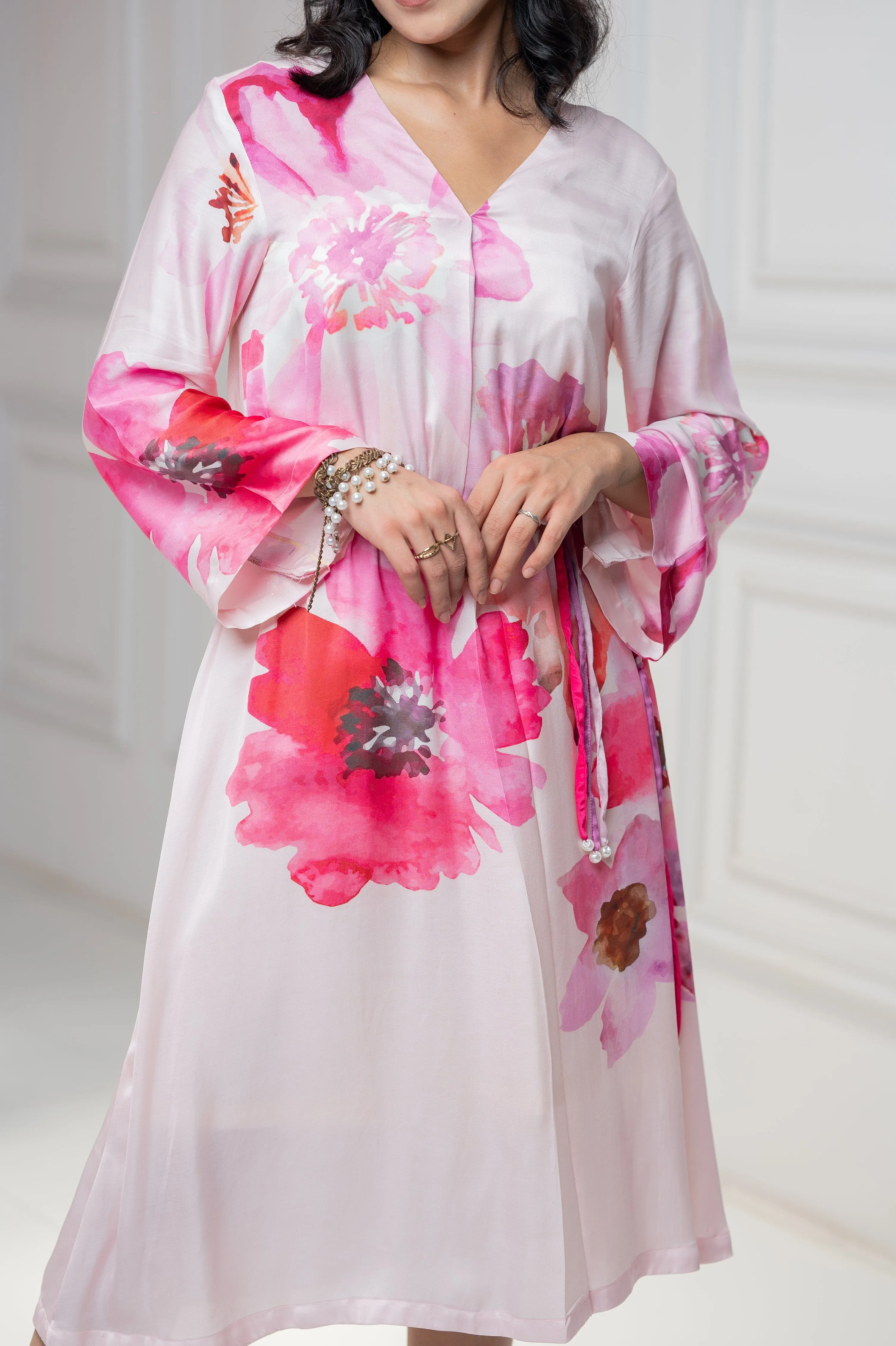 Pink Floral Printed Dress