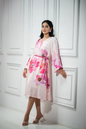 Pink Floral Printed Dress