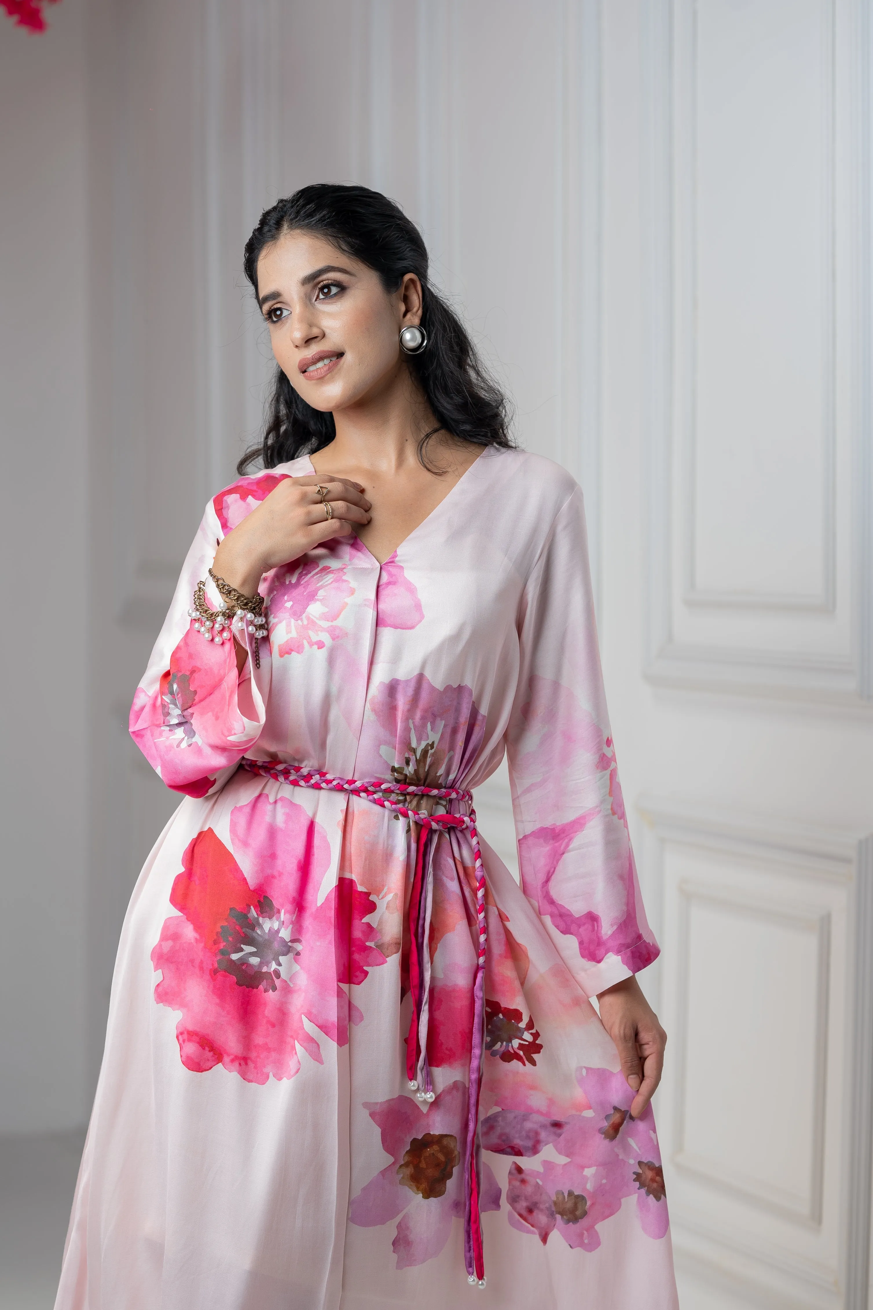Pink Floral Printed Dress