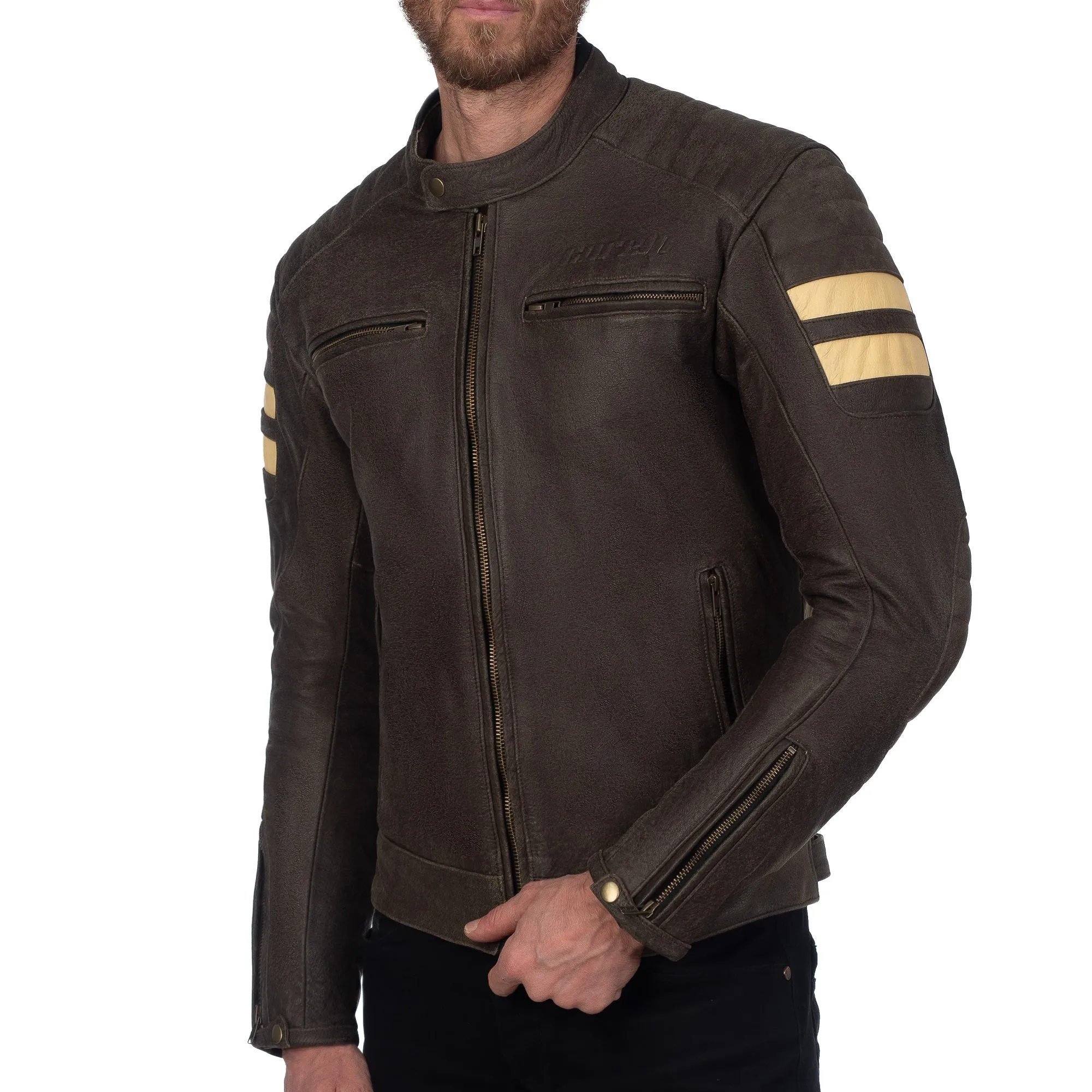 SOHO RETRO BROWN MOTORCYCLE LEATHER JACKET