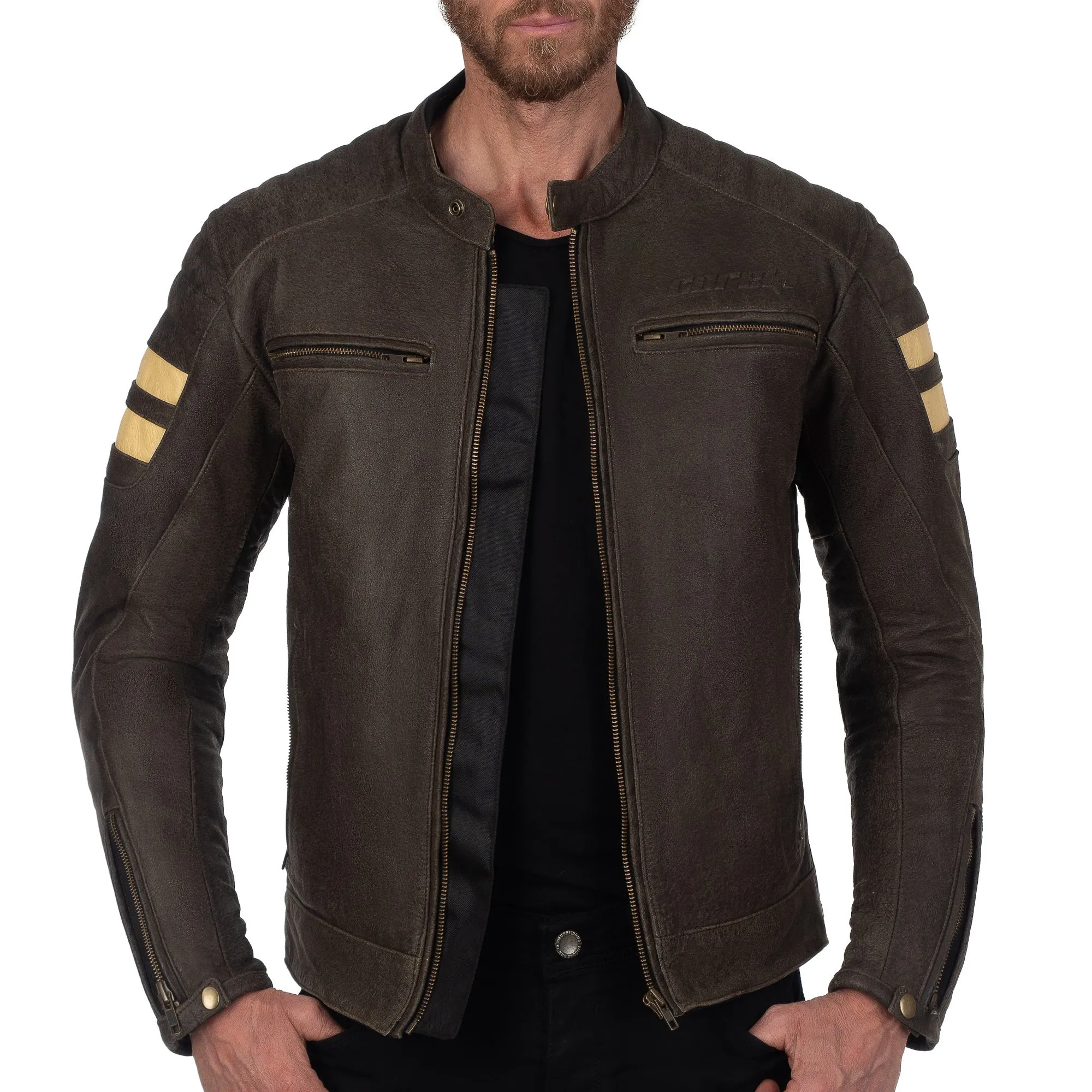 SOHO RETRO BROWN MOTORCYCLE LEATHER JACKET