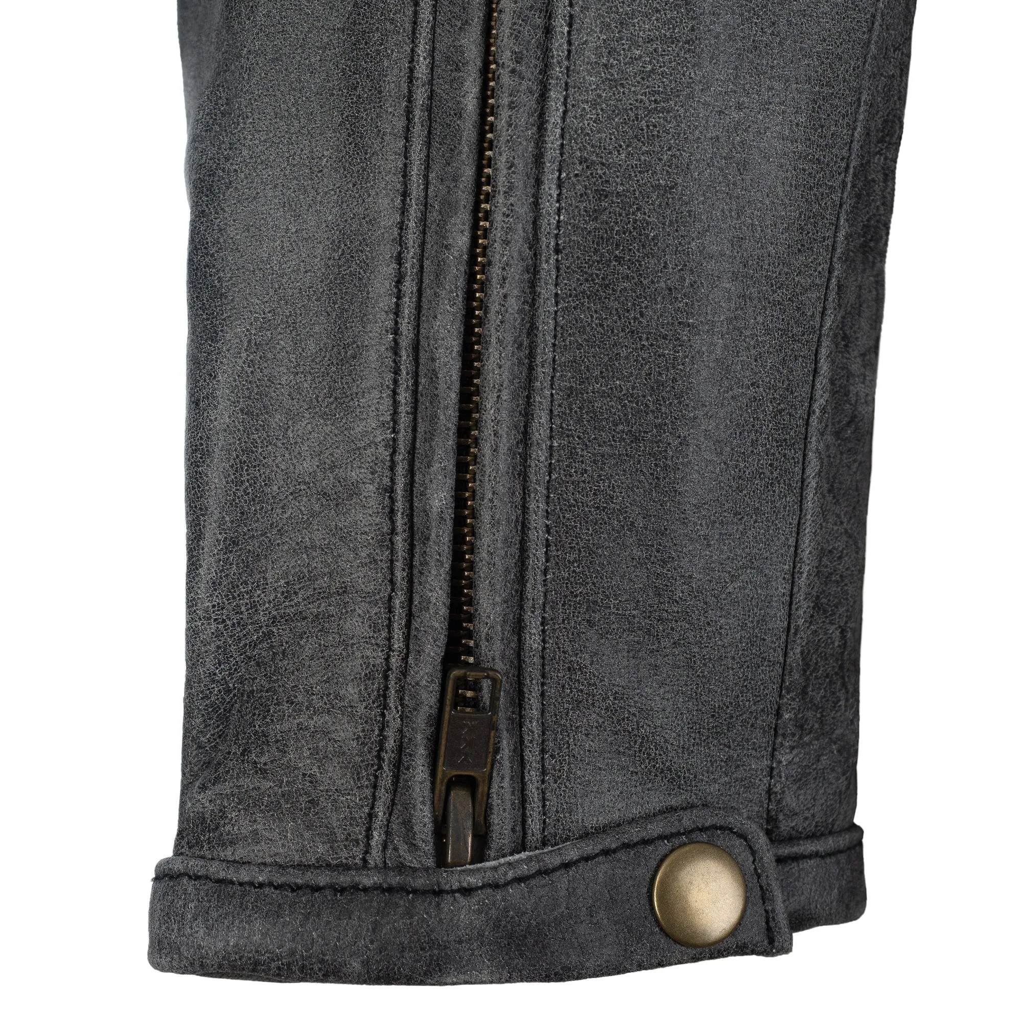 SOHO RETRO GRAY MOTORCYCLE LEATHER JACKET