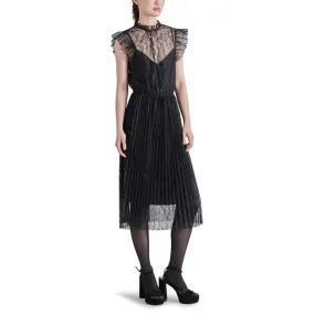 Steve Madden Izzo Pleated Ruffle Lace Midi Dress