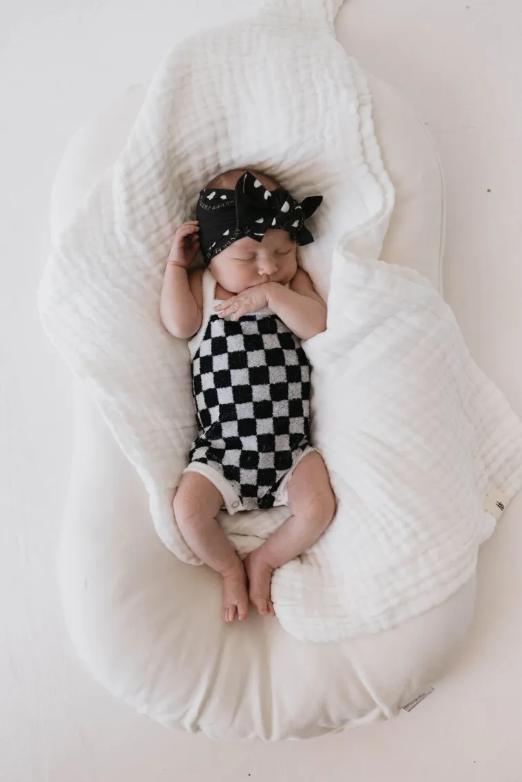 Terry Tank Bodysuit  | Black & White Checkerboard