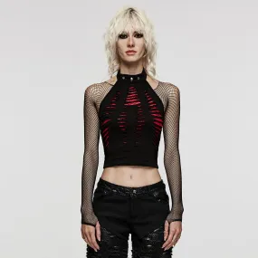 Women's Grunge Ripped Halterneck Tank Top