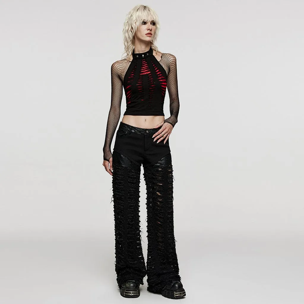 Women's Grunge Ripped Halterneck Tank Top