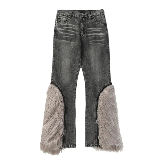 Y2k Fur Patchwork Detachable Jeans