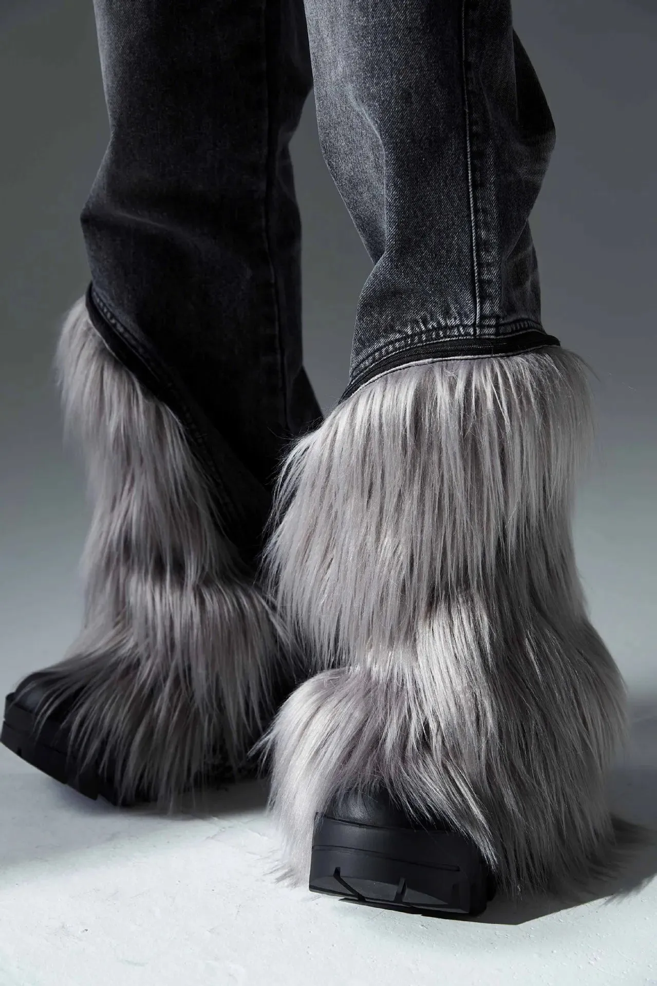 Y2k Fur Patchwork Detachable Jeans
