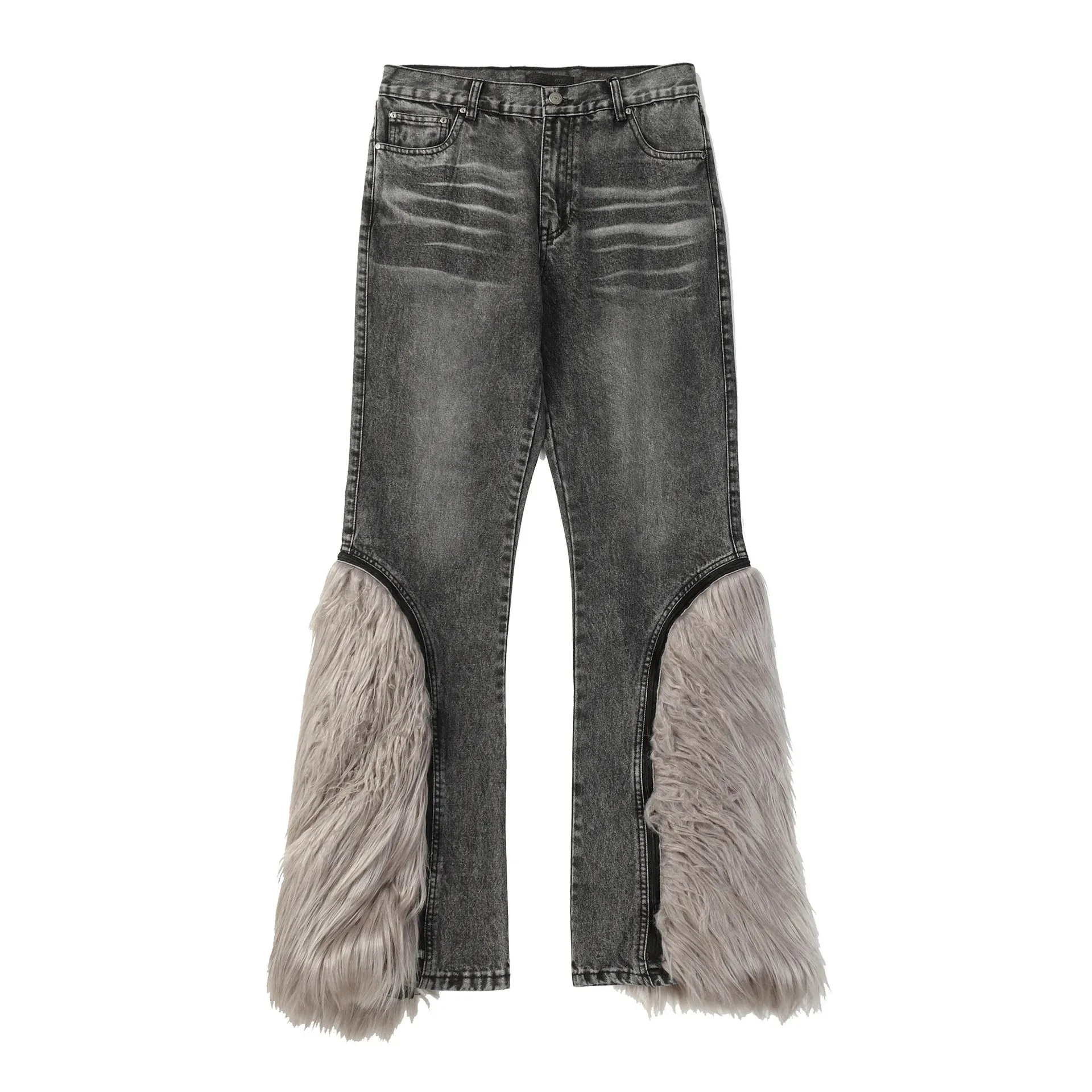Y2k Fur Patchwork Detachable Jeans