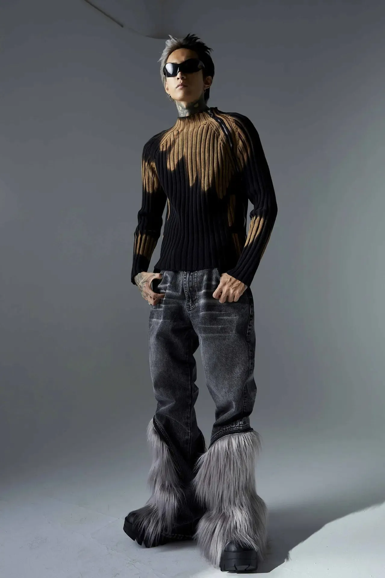 Y2k Fur Patchwork Detachable Jeans